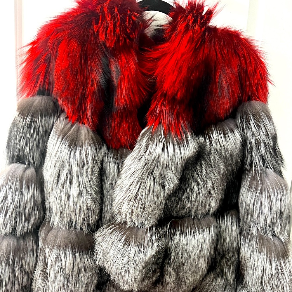 Fly Fox Red Hooded Fox Fur Coat